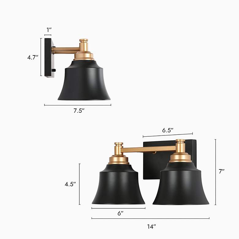 Image 6 Indus 2-Light 14 inch Wide Black and Gold Bath Light more views