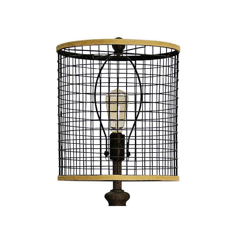 Image 3 Industrial 64 inch High Black Floor Lamp with Open Cage Shade more views