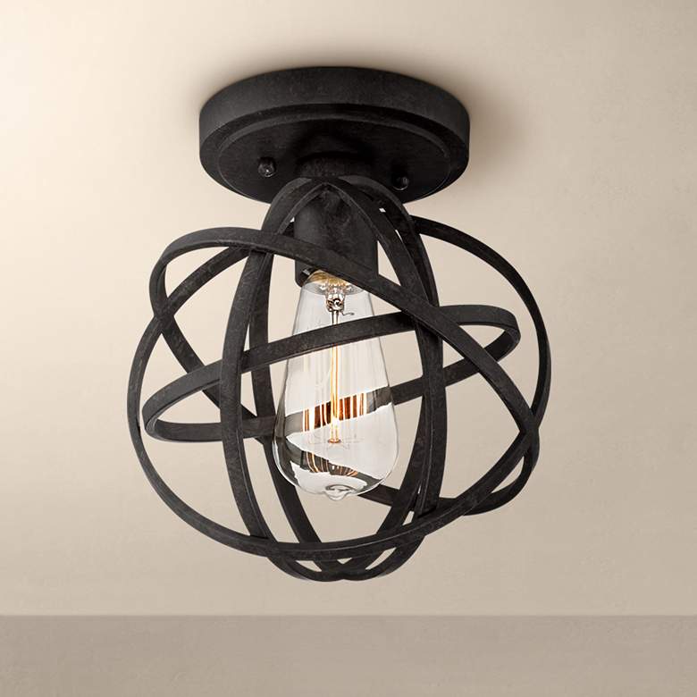 Image 1 Industrial Atom 8 inch Wide Edison Bronze Ceiling Light