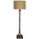 Industrial Bronze Floor Lamp w/ Beige Hardback Fabric Shade