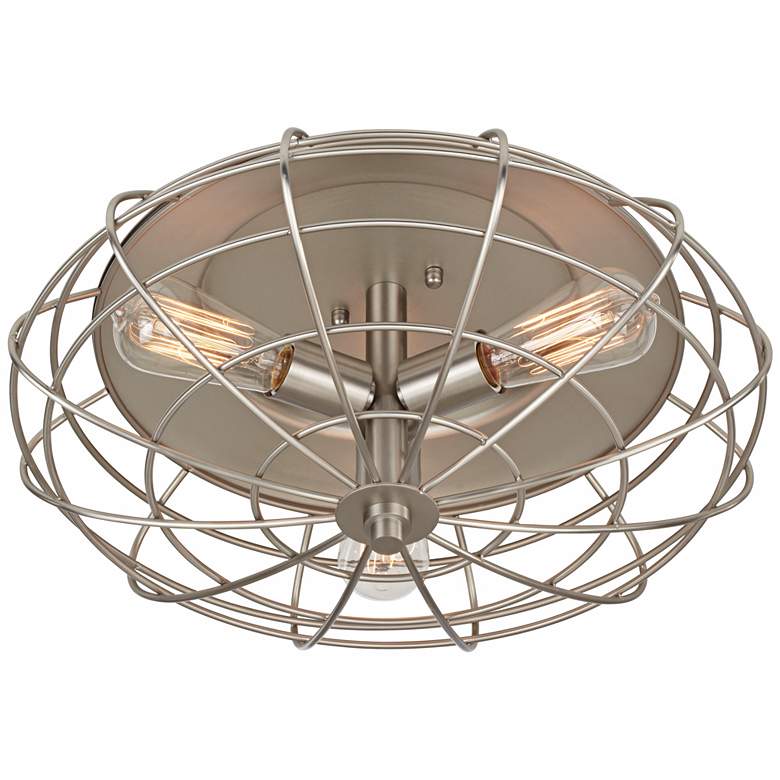 Image 1 Industrial Cage 8 1/2" High Ceiling Light with Edison Bulbs