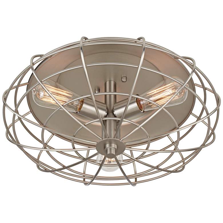 Image 1 Industrial Cage 8 1/2 inch High Ceiling Light with Edison Bulbs