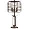 Industrial Cage Edison Bulb Rust Metal Table Lamp with USB Dimmer Cord