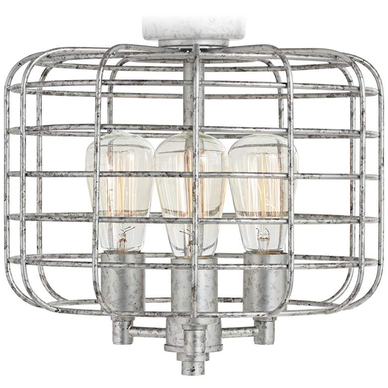 Image 1 Industrial Cage Galvanized Steel Ceiling Fan Light Kit