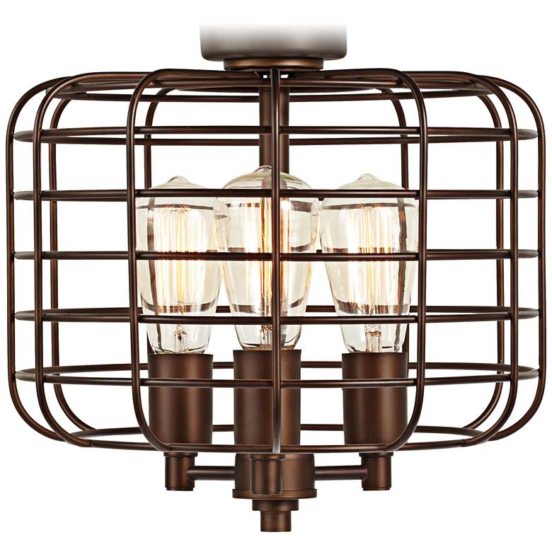 Image 1 Industrial Cage Oil-Rubbed Bronze Ceiling Fan Light Kit
