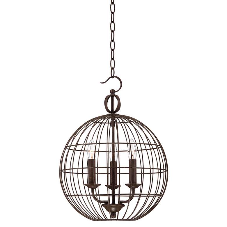 Image 1 Industrial Candelabra 3-Light 15 inch Wide Cage Pendant Light