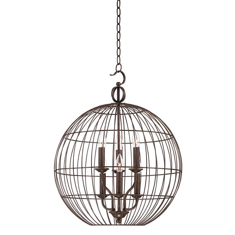 Image 1 Industrial Candelabra 6-Light 20 inch Wide Cage Pendant Light