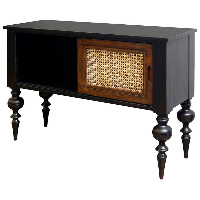 Image 2 Industrial Cane 48" Wide Black 2-Door Console Table more views