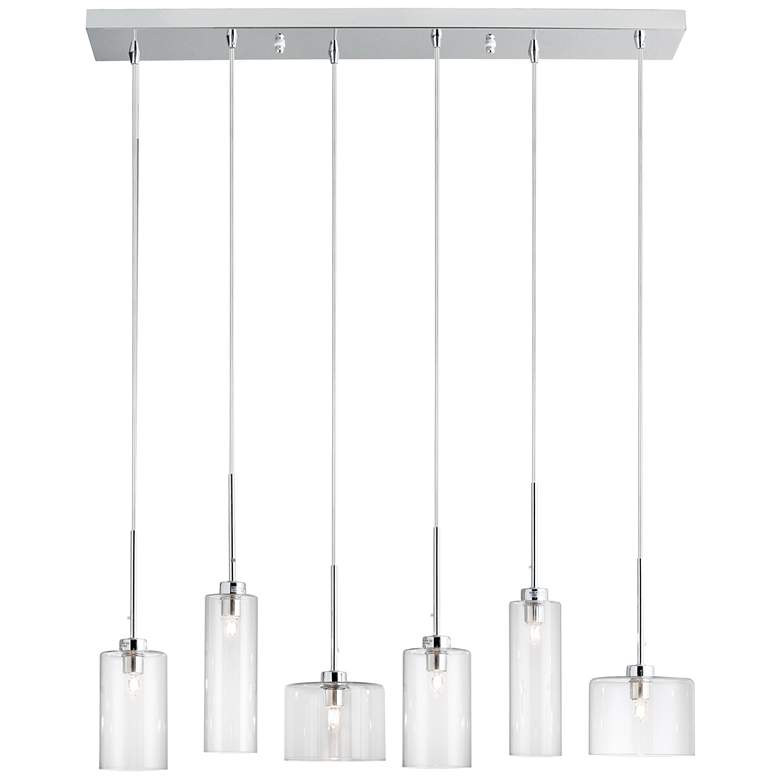 Image 1 Industrial Chic 29 inch Wide 6 Light Horizontal Polished Chrome Pendant