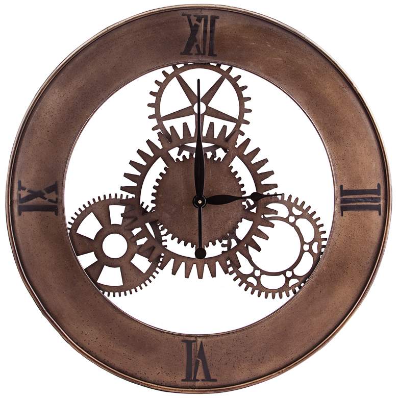 Image 1 Industrial Cog 30 inch Round Wall Clock