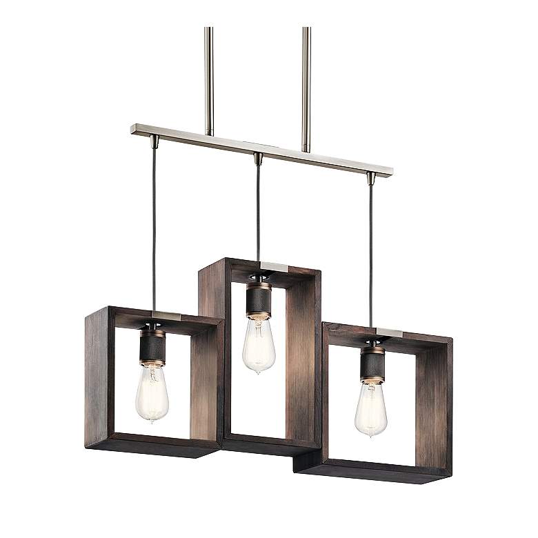 Image 1 Industrial Frames 25"W Pewter Kitchen Island Light Pendant