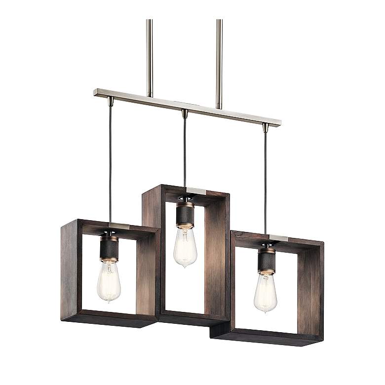 Image 1 Industrial Frames 25 inchW Pewter Kitchen Island Light Pendant