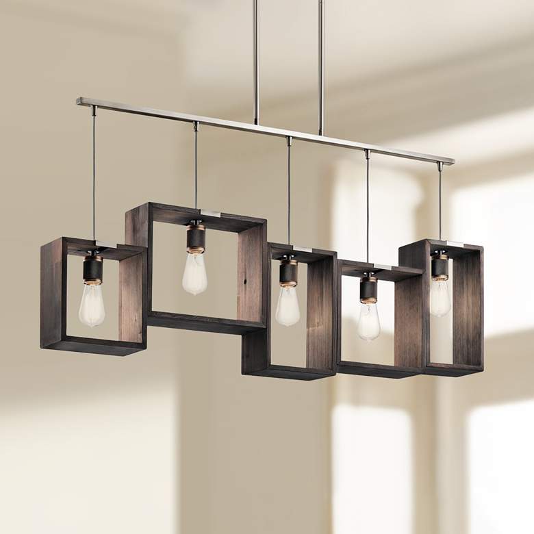 Image 1 Industrial Frames 44 1/2" Wide Pewter Kitchen Island Pendant