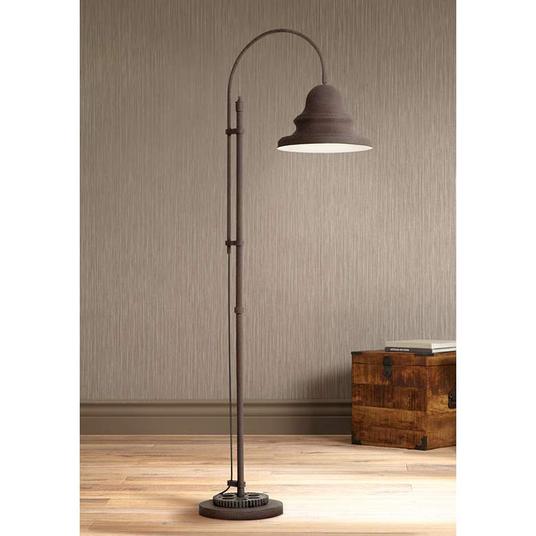 Image 1 Industrial Gear Downbridge Dark Rust Floor Lamp