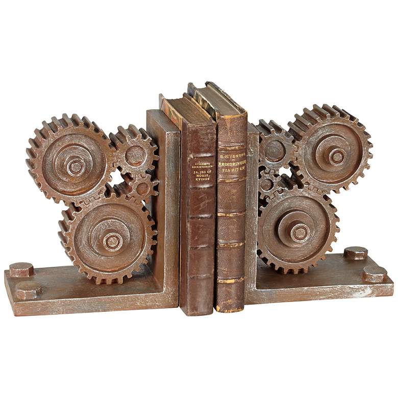 Image 1 Industrial Gears Bookends Set