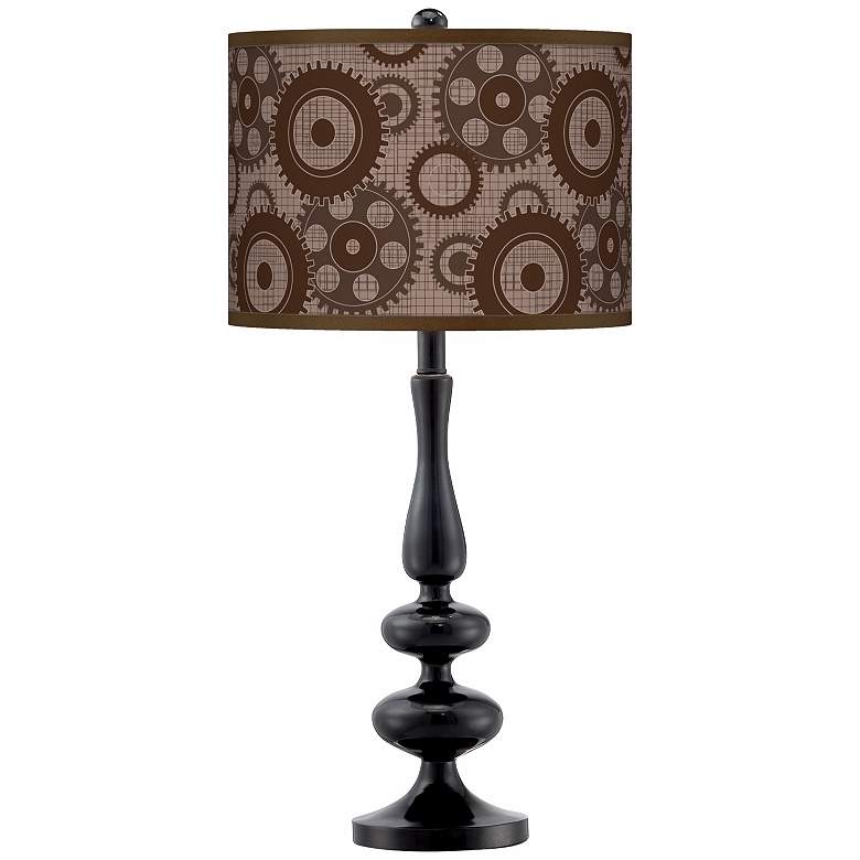 Image 1 Industrial Gears Giclee Paley Black Table Lamp