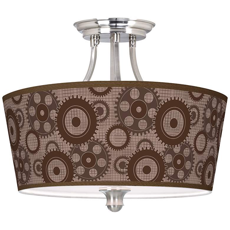 Image 1 Industrial Gears Tapered Drum Giclee Ceiling Light