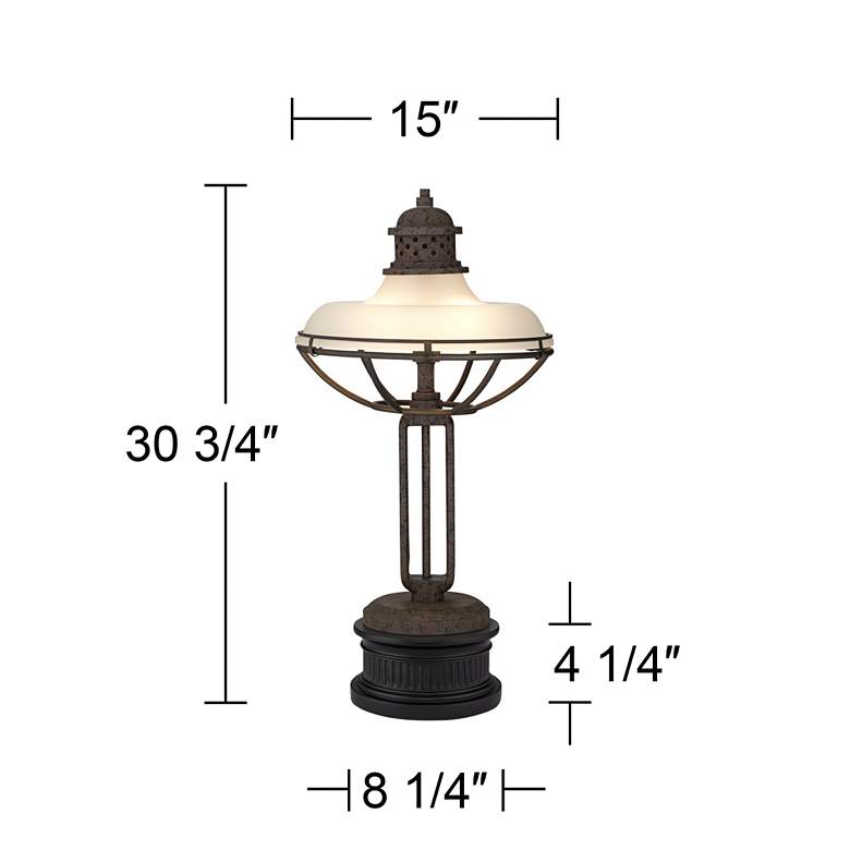 Image 6 Industrial Metal 2-Light Table Lamp With Black Round Riser more views