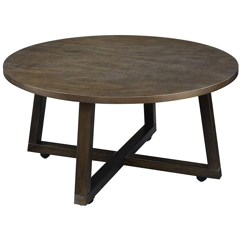 Image 7 Industrial Smokey Walnut 3-Piece Coffee and End Table Set more views