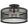 Industro 15" Wide Black Mesh 3-Light Ceiling Light