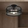 2_Industro 15" Wide Black Mesh 3-Light Ceiling Light
