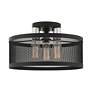 7_Industro 15" Wide Black Mesh 3-Light Ceiling Light more views