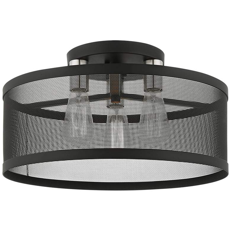 Image 3 Industro 18" Wide Black Mesh Ceiling Light