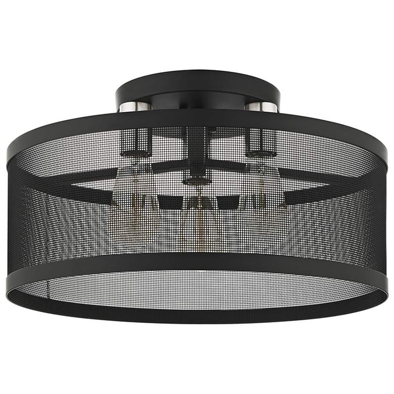 Image 5 Industro 18" Wide Black Mesh Ceiling Light more views