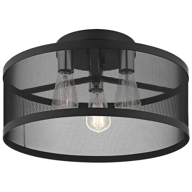 Image 7 Industro 18" Wide Black Mesh Ceiling Light more views