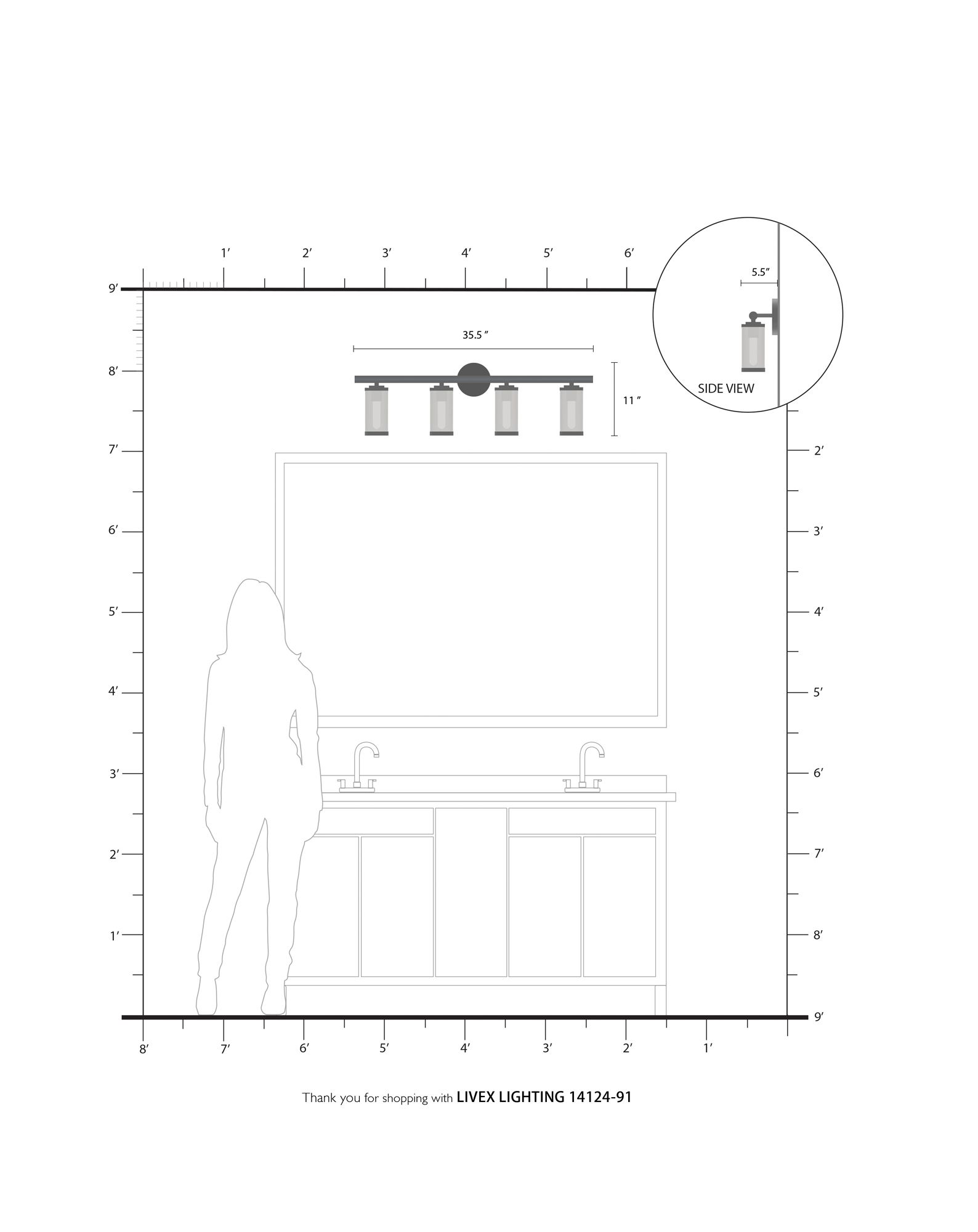 Industro 4 Light Brushed Nickel Bath Vanity