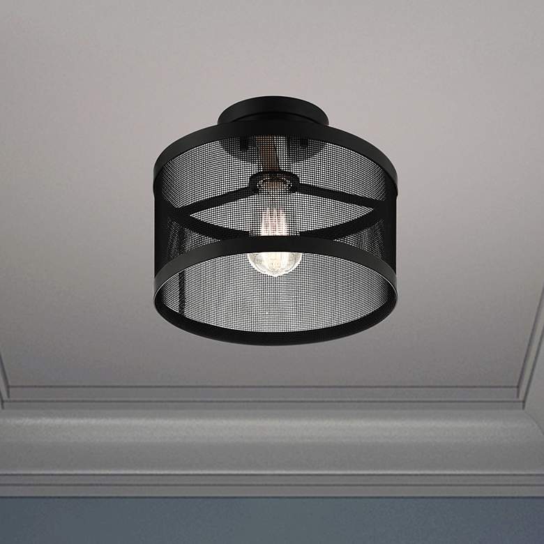 Image 1 Industry 1 Light Black Semi Flush Mount