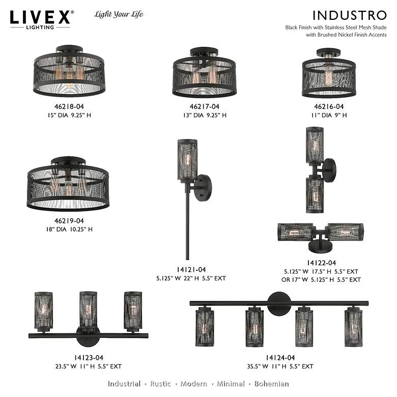 Image 7 Industry 1 Light Black Wall Sconce more views