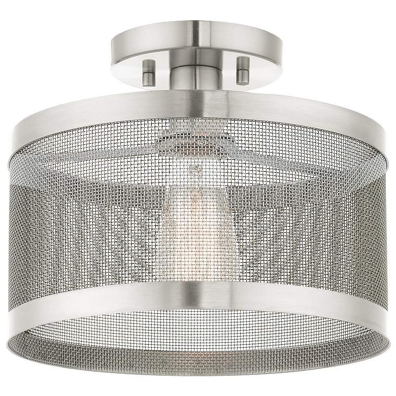Image 1 Industry 1 Light Brushed Nickel Semi Flush Mount