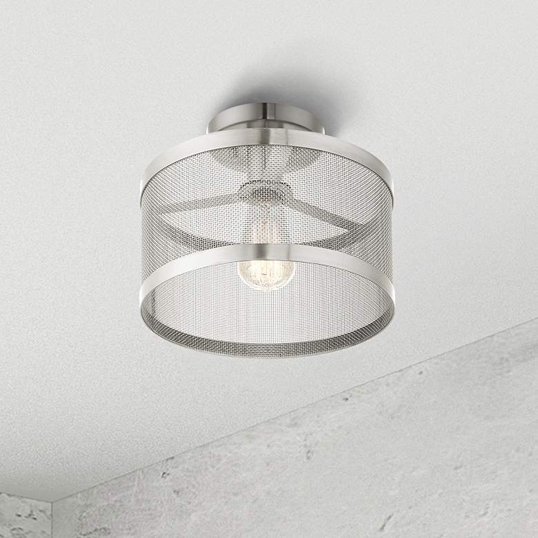 Image 1 Industry 1 Light Brushed Nickel Semi Flush Mount