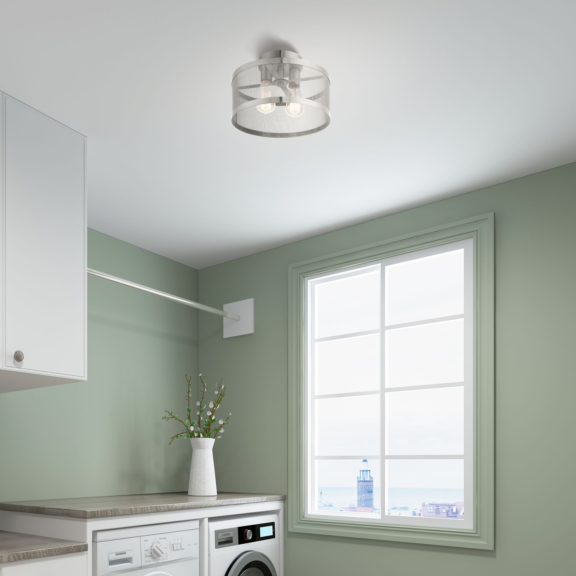 Industry 2 Light Brushed Nickel Semi Flush Mount