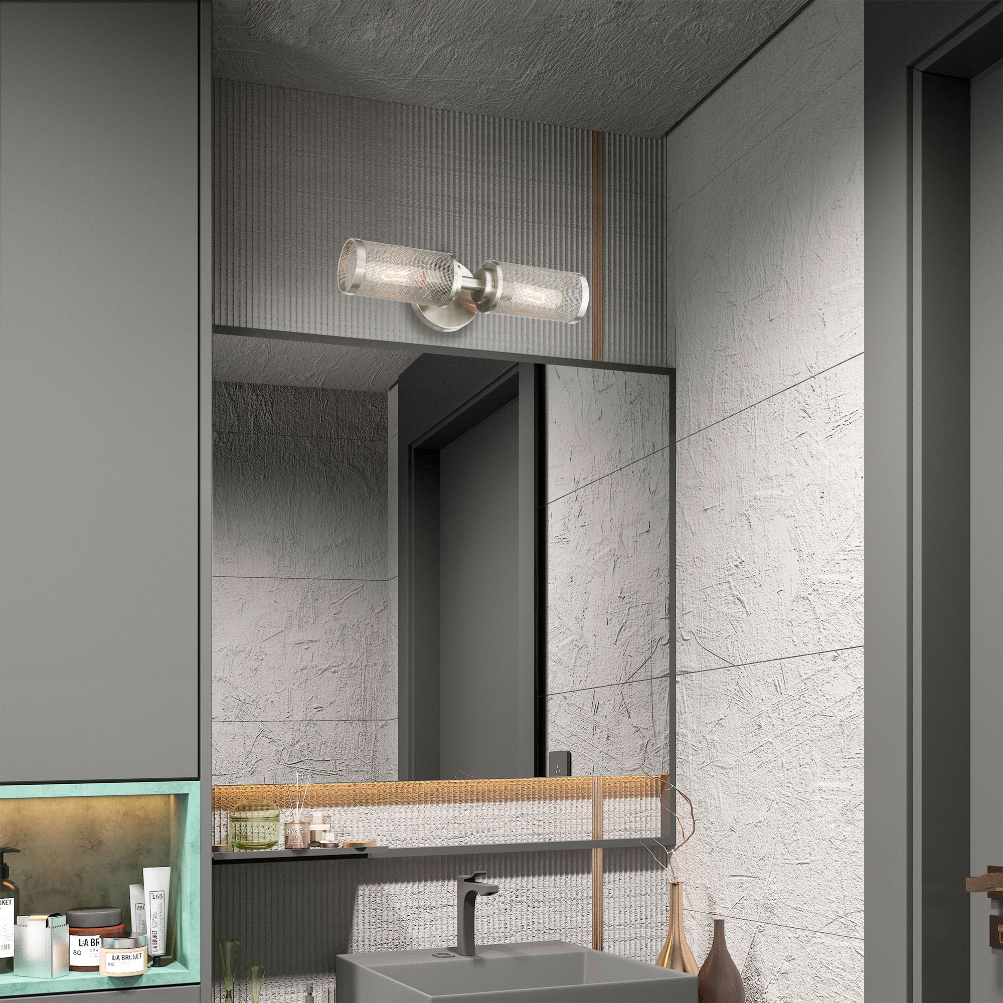 Industry 2 Light Brushed Nickel Wall Sconce