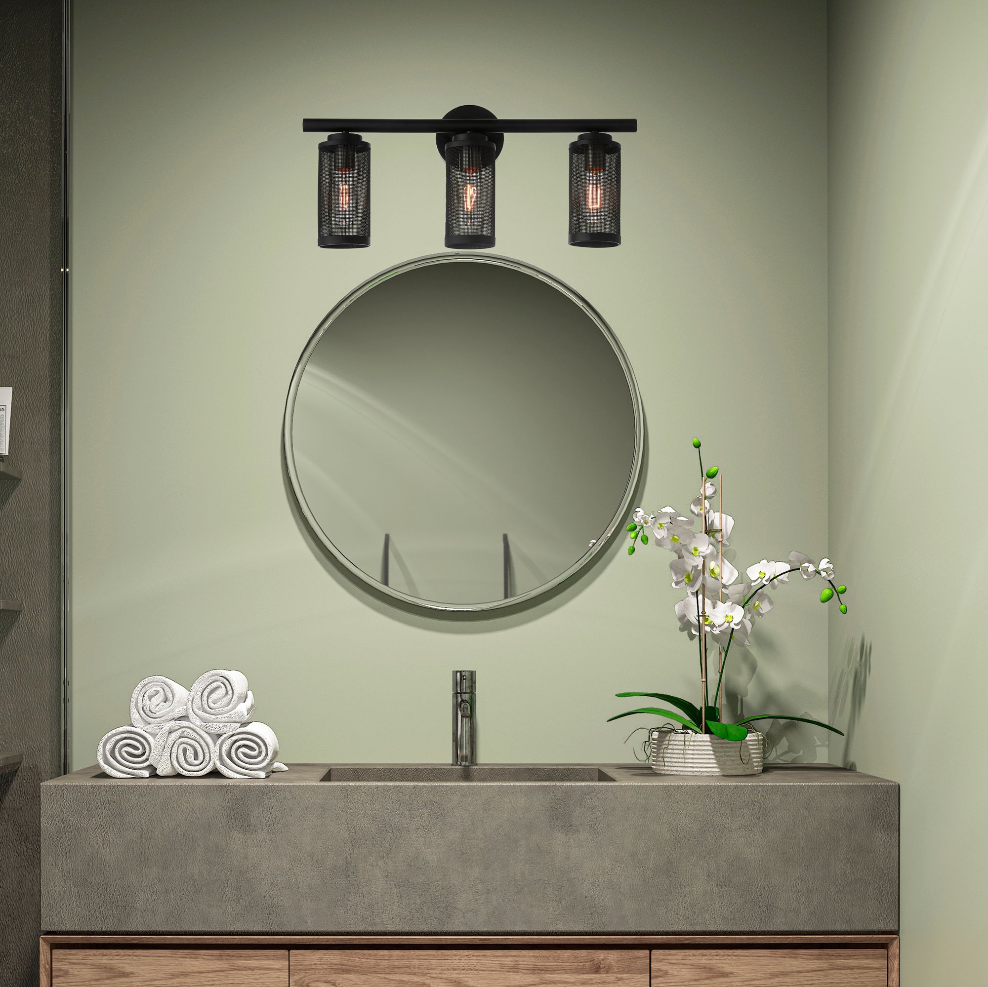 Industry 3 Light Black Bath Vanity