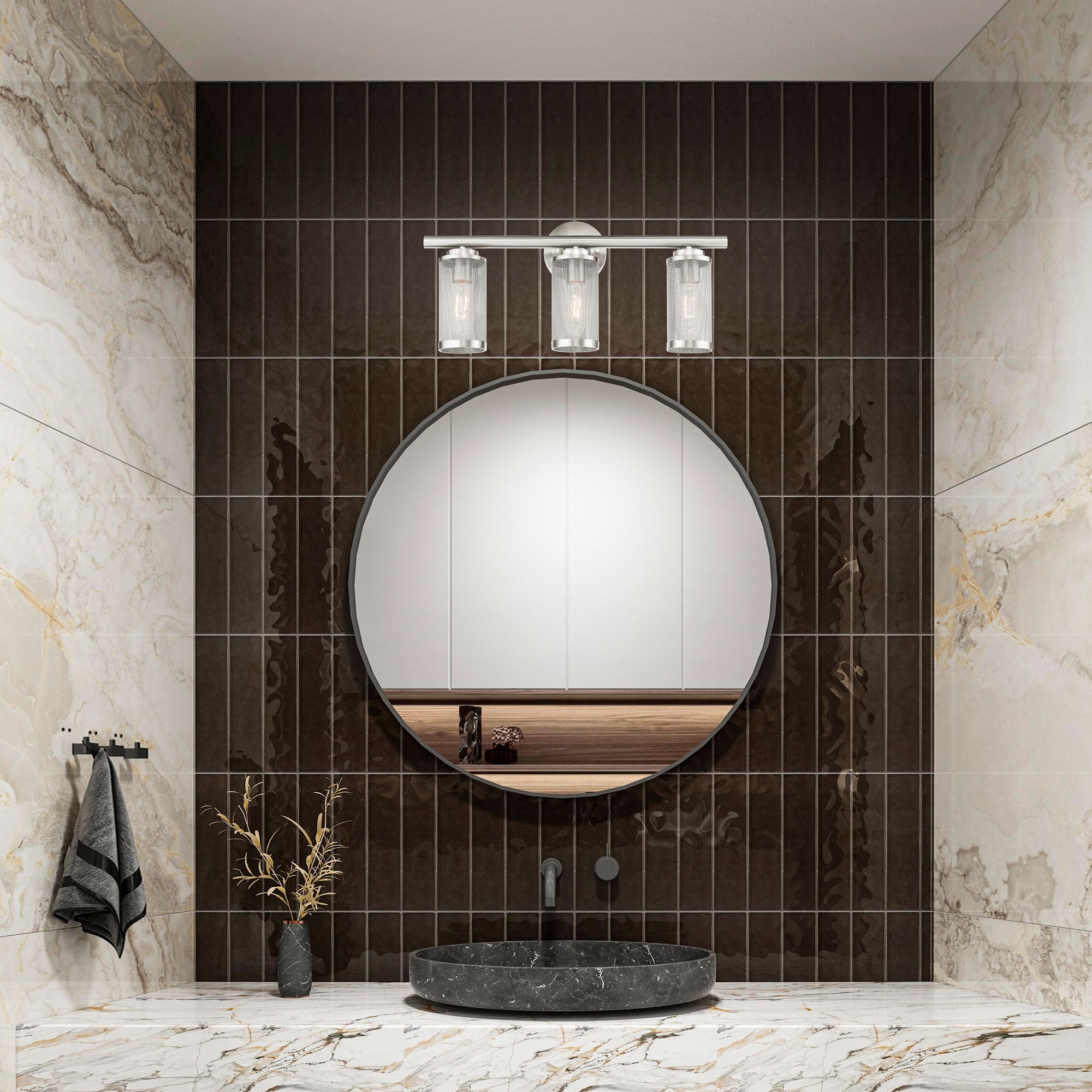 Industry 3 Light Brushed Nickel Bath Vanity