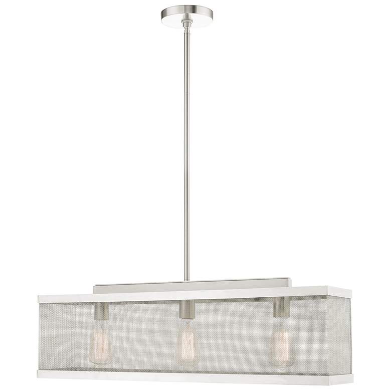 Image 2 Industry 3 Light Brushed Nickel Chandelier