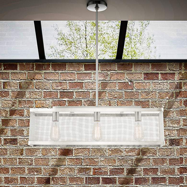 Image 1 Industry 3 Light Brushed Nickel Chandelier