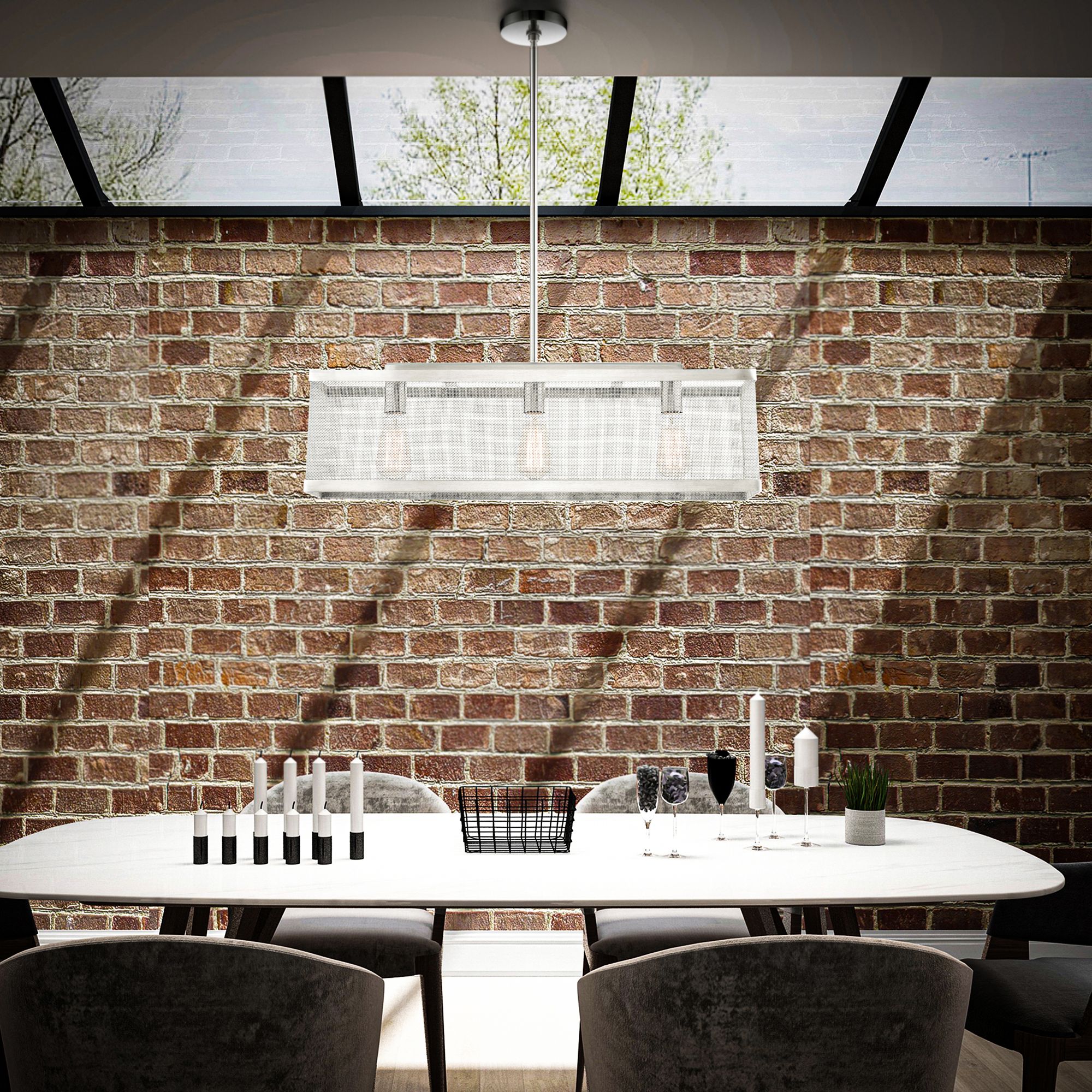 Industry 3 Light Brushed Nickel Chandelier