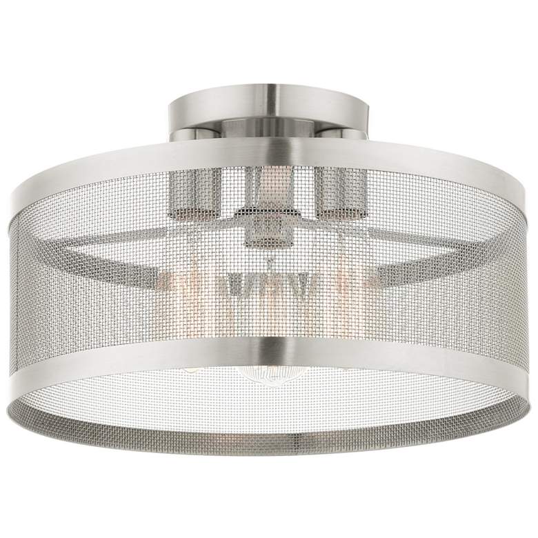 Image 1 Industry 3 Light Brushed Nickel Semi Flush Mount