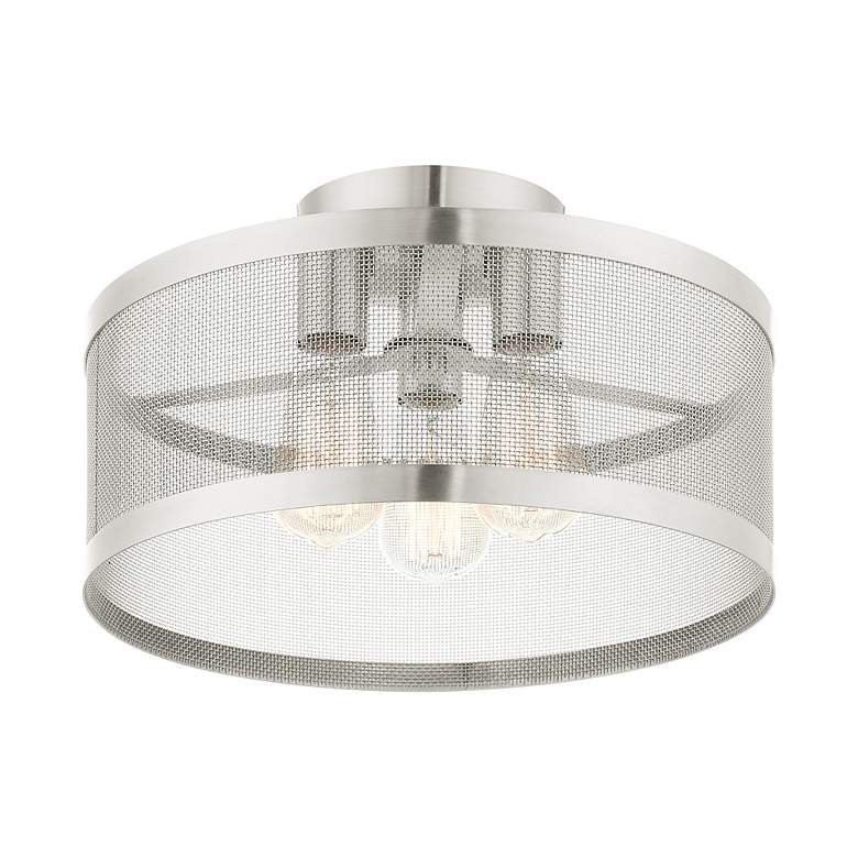 Image 7 Industry 3 Light Brushed Nickel Semi Flush Mount more views