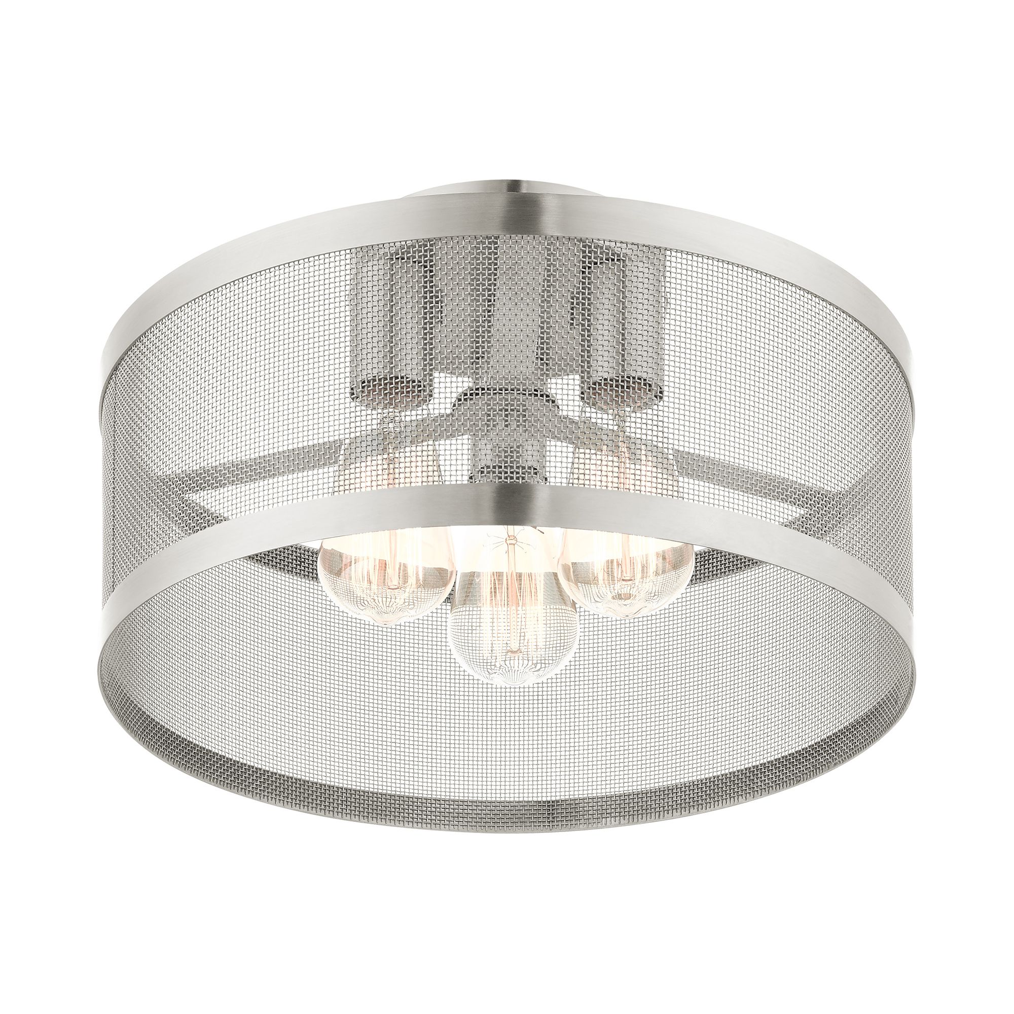 Industry 3 Light Brushed Nickel Semi Flush Mount