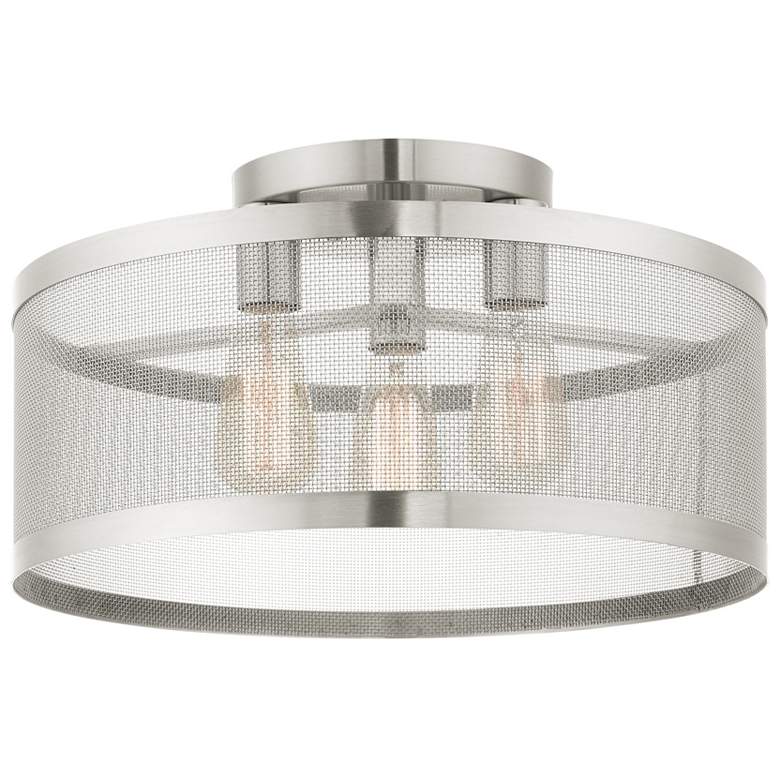 Image 1 Industry 3 Light Brushed Nickel Semi Flush Mount
