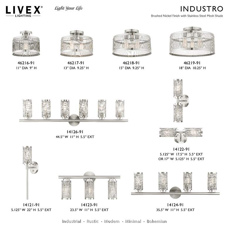 Image 3 Industry 3 Light Brushed Nickel Semi Flush Mount more views