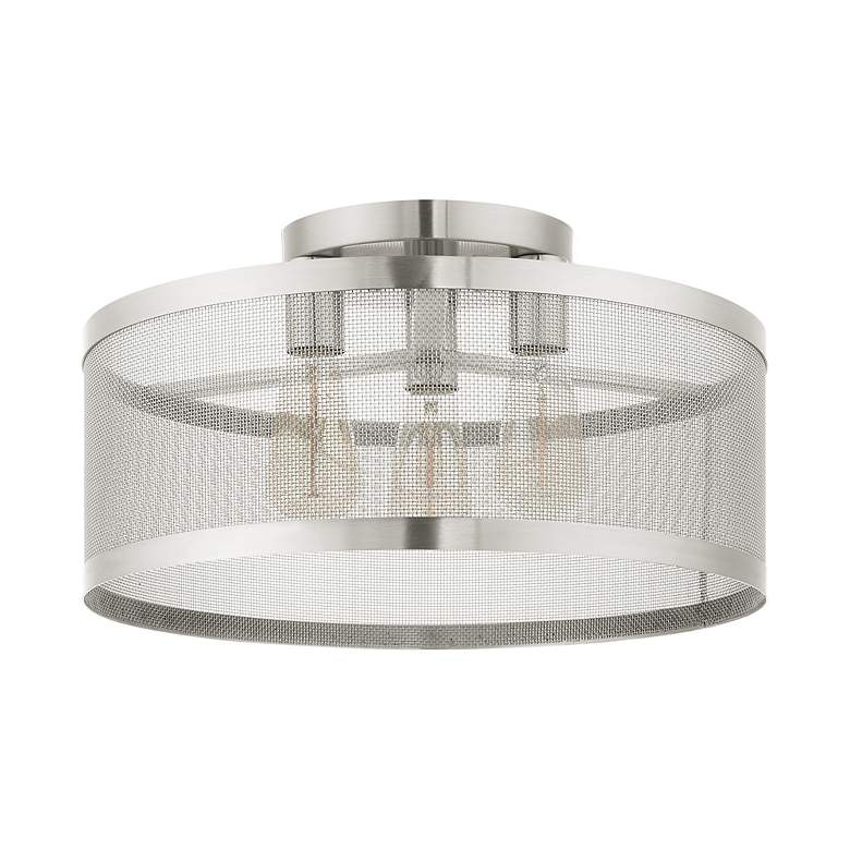 Image 5 Industry 3 Light Brushed Nickel Semi Flush Mount more views