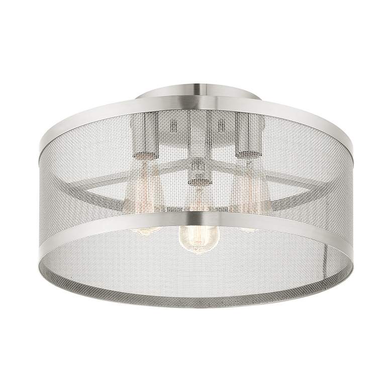 Image 7 Industry 3 Light Brushed Nickel Semi Flush Mount more views