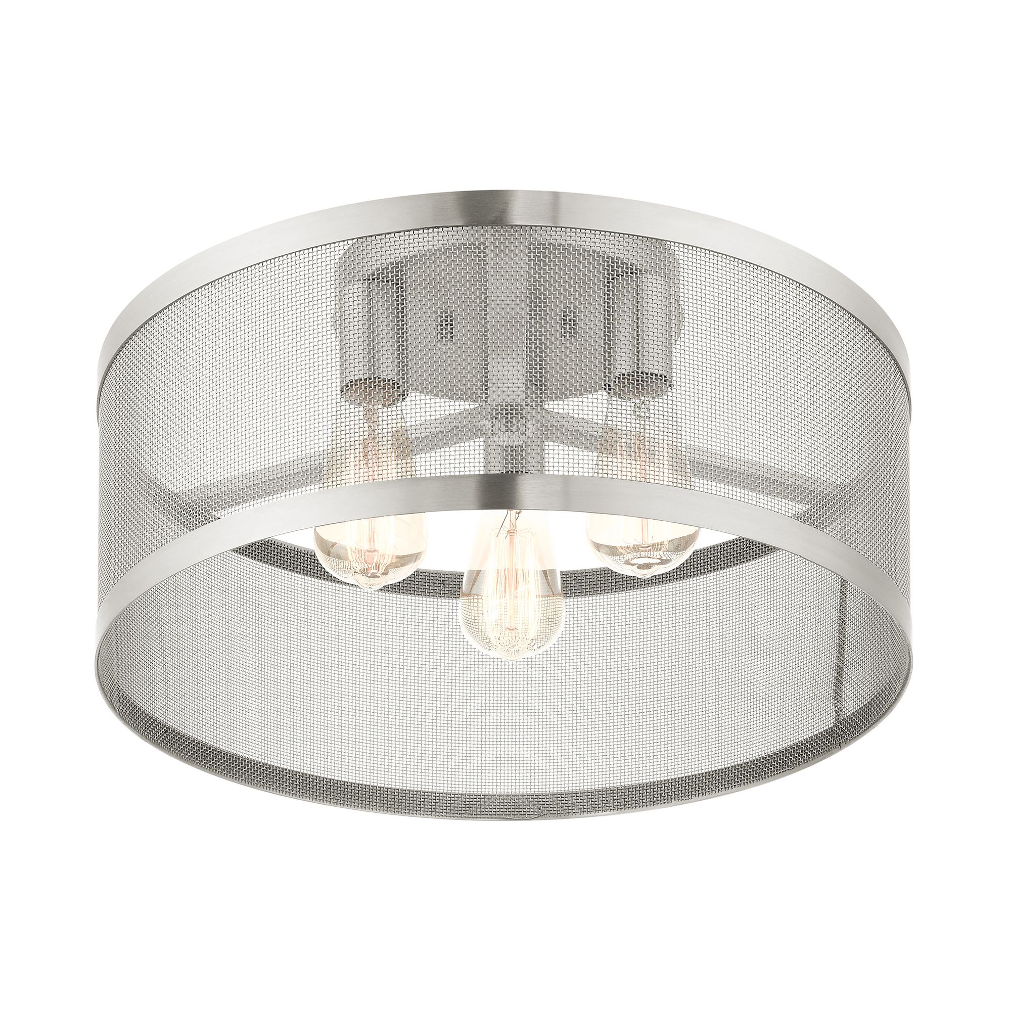 Industry 3 Light Brushed Nickel Semi Flush Mount