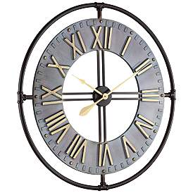 Image5 of Industry 33" Wide Steel and Gold Open-Face Wall Clock more views